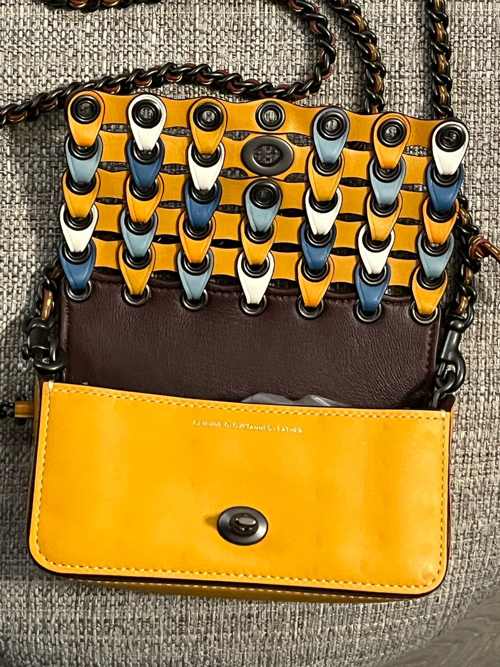 Coach 1941 Link Dinky Kisslock colorful eyelet crossbody gunmetal chain NWOT - Picture 3 of 16